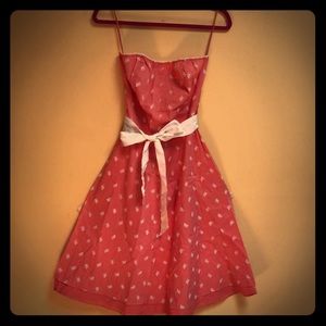 “Guess”Papaya Strapless Embroidered Dress Sz 7